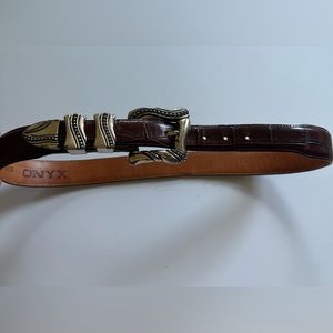 ONYX brown genuine embossed leather vintage belt size 30